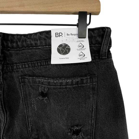 BP Nordstrom Size 31 Jeans NEW Wide Leg Distressed Black Denim Cotton - Picture 3 of 4